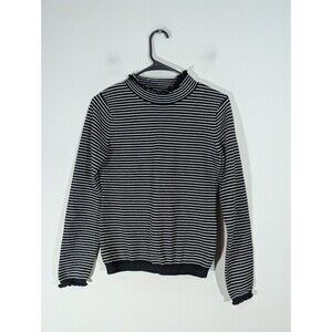 INMAN Womens‎ Mock Neck Striped Sweater Sz L Mature Old Money Preppy Quiet